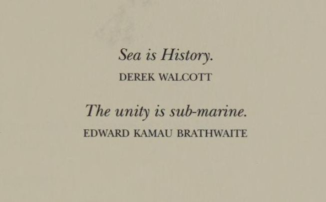 A photographed page: the Walcott and Brathwaite epigraphs.
